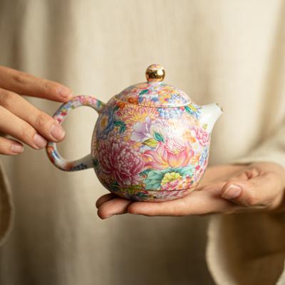 Эмалированный горшок в форме яйца дракона «Десять тысяч цветов», керамический чайник ручной работы, чайный сервиз в стиле кунг-фу, дегустационные чашки для домашнего хозяйства