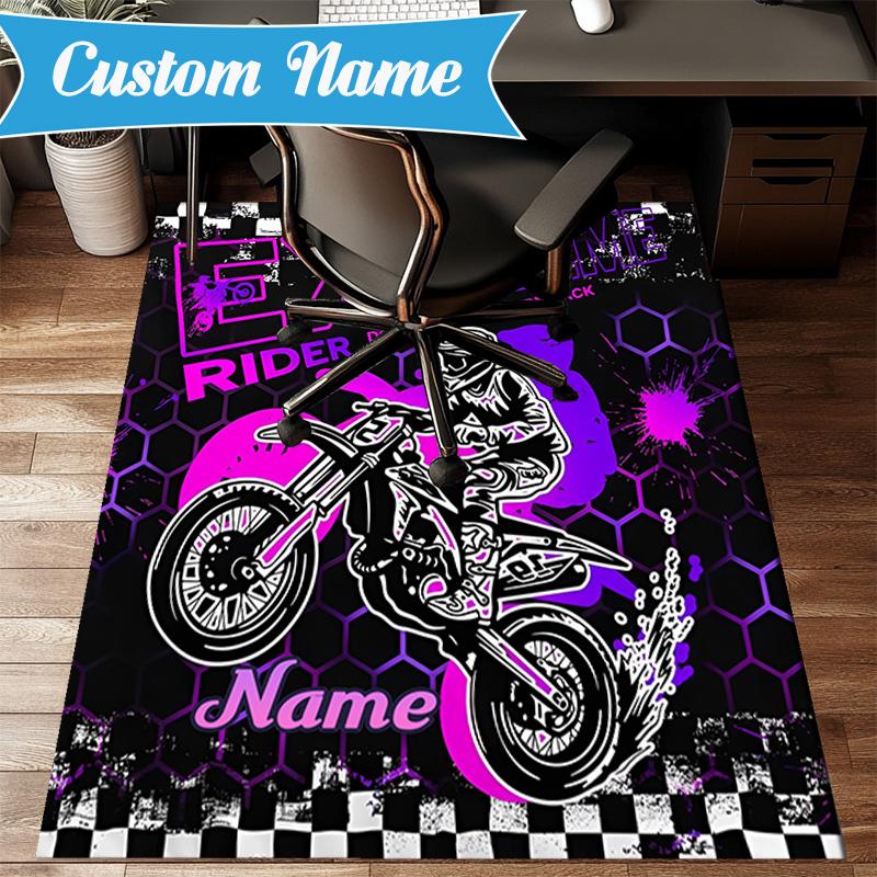 Custom Name Extreme Rider Adventure Rug for Living Room, Game Rooms, Office, Bedroom, Floor Mat Playful Design, fan gifts Christmas decor