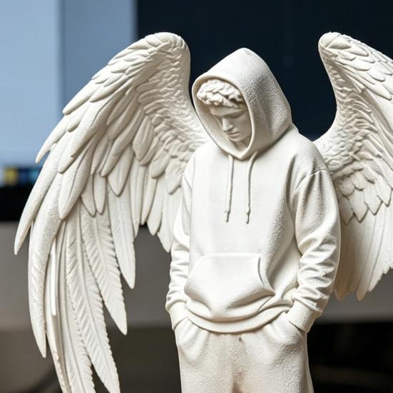 PLA Ангел Декор 3D Печатная Фигурка, Крылатый Мужчина Декоративная Статуя, Худи Декор Стола Мальчики Скульптура для Домашнего Офиса Полки