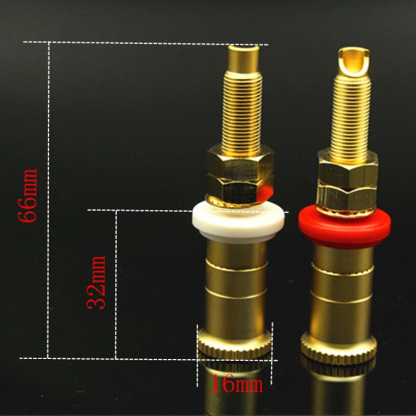 2Pcs Gold Plated Brass HIFI Binding Post Banana Plug Socket Terminal Connector For Amplifier Speaker Audio Cable Home Theater Wiring Accessory