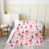 Christmas Plush Throw Blanket Bow Flannel Blanket Baby Candy Canes Print All Season Xmas Tree for Couch Bed Sofa Bedroom Decor