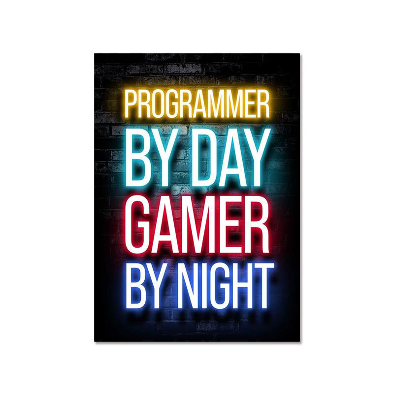 Модный ретро игровой неоновый постер и принты, современная картина на холсте, настенная художественная картина для мальчика-геймера, украшение для спальни, дома