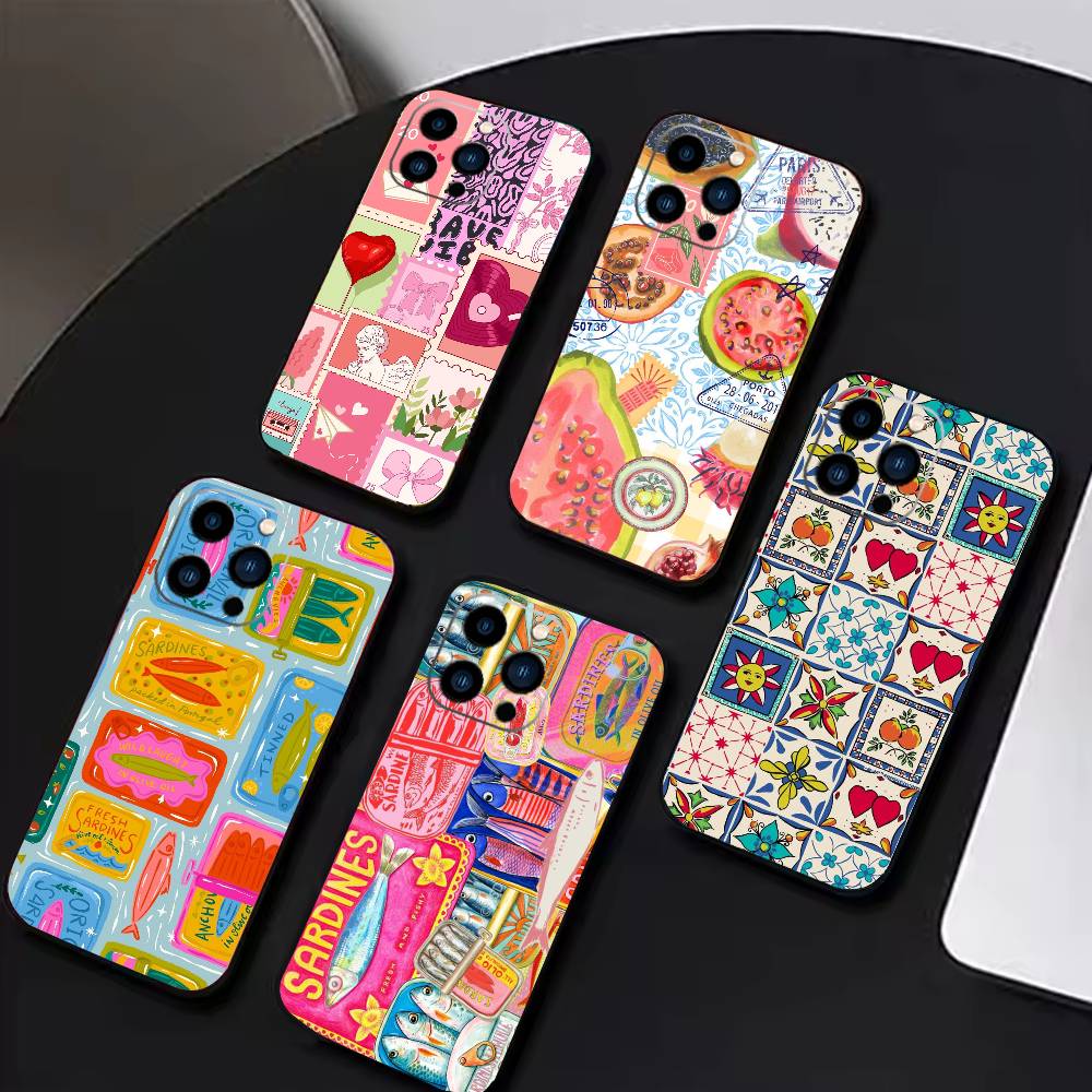 Чехол-коллаж для iPhone 16, 15, 14, 13, 12, 17, Pro Max, Plus, силиконовый, черный