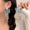 Элегантные серьги-подвески в виде бабочек, преувеличенные ювелирные аксессуары, длинные серьги-кисточки с кристаллами для вечеринки