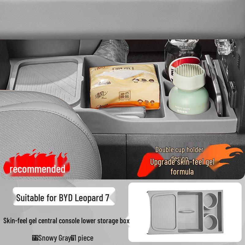 Kangchi Formula Leopard Titanium 7 Console Storage Box: Silicone, Partitioned, and Private Storage for Interior Modification.
