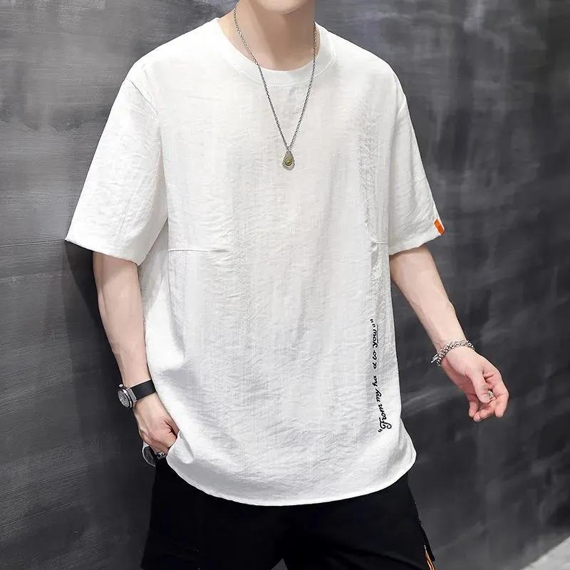 Embroidered Loose Half Sleeve T-shirt Summer Korean Youth Short-sleeved Male T-shirt Trendy All Matching