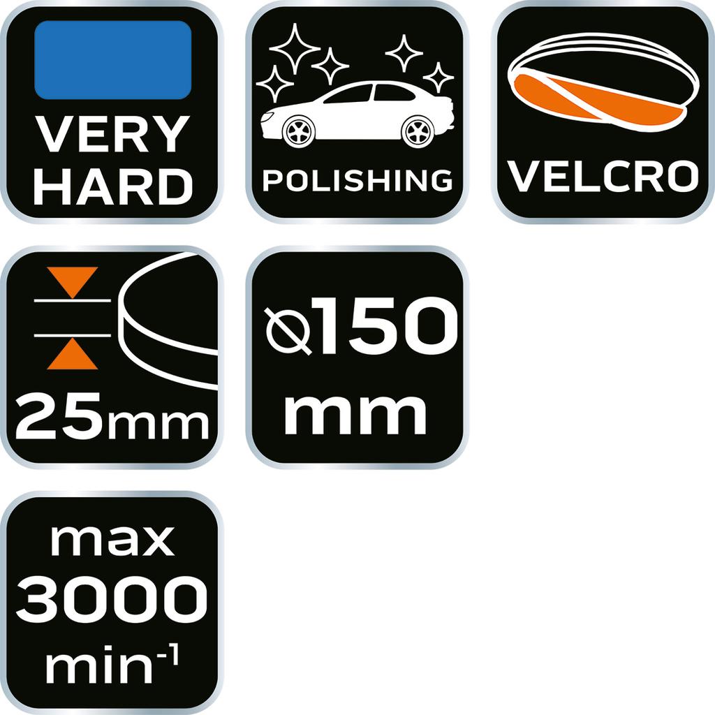 Polishing pad 150 x 150 mm x 25 mm, very hard sponge