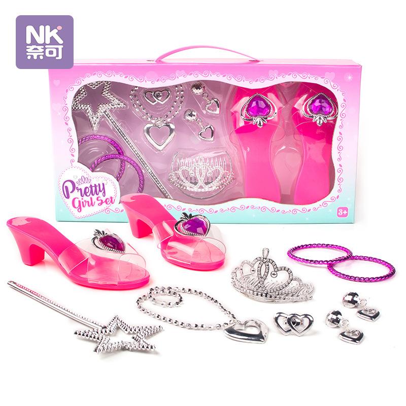 Kids Jewelry Toy Set - Crystal High Heels Necklace Bracelet Backpack Pretend Play Dress Up Gift for Girls