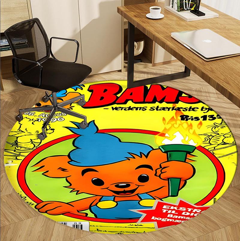 Bamse Pattern Round Rug, Indoor/Outdoor Mat, for Picnic, Gameroom, Bedroom, Office, Living Room, Home Decor Carpet, Birthday Gift