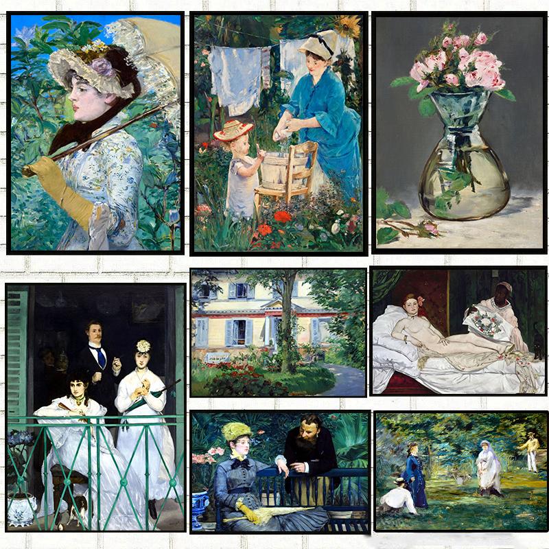 Famous Artist Edouard Manet Artwork Olympia Poster Canvas Painting Wall Art For Modern Living Room Home Decoration Cuadros
