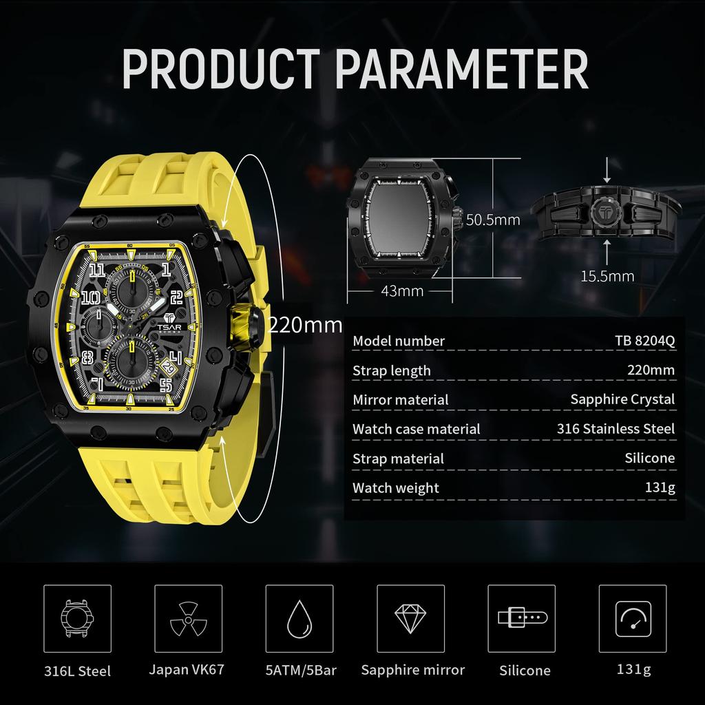 TSAR BOMBA Часы наручные часы 5ATM водонепроницаемые типа Tonneau часы Tokei бизнес нержавеющая сталь спортивные роскошные модные повседневные часы бочкообразная форма