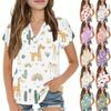 Летняя детская повседневная модная футболка с коротким рукавом и V-образным вырезом, милая с принтом для девочек