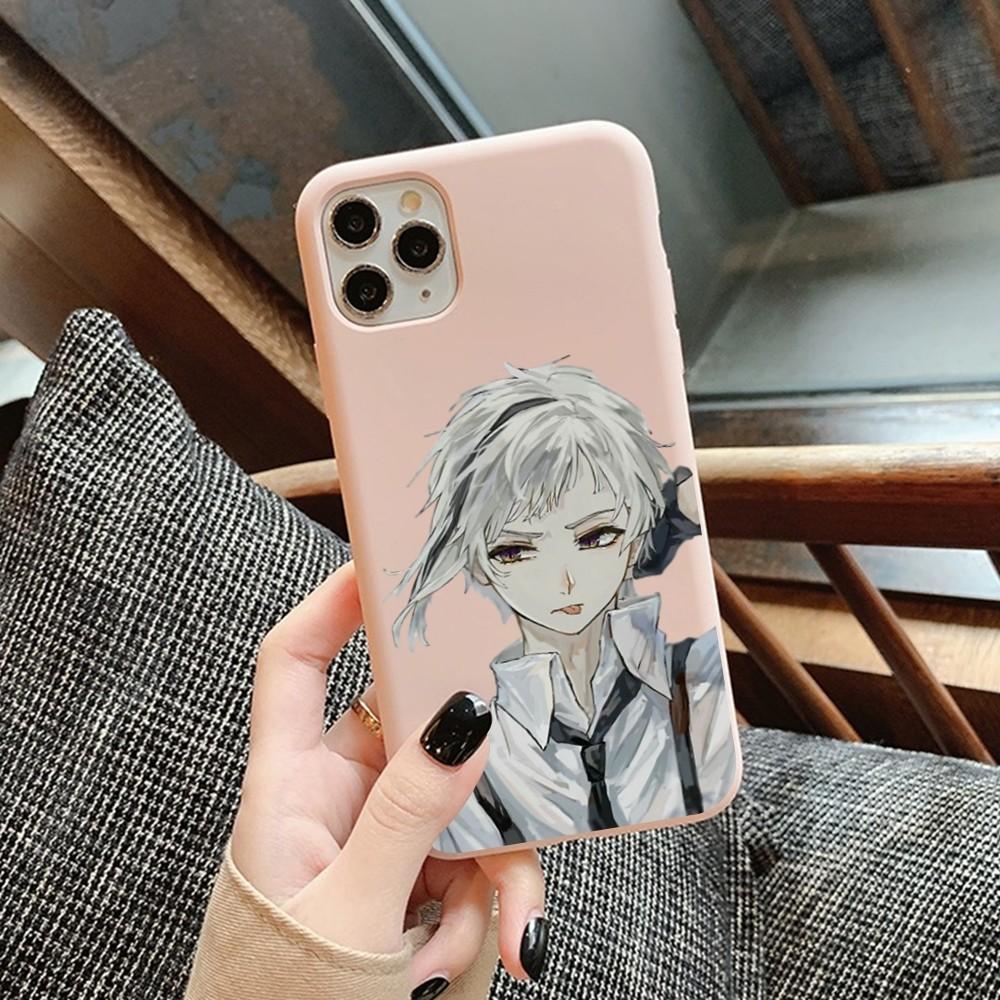 Anime Bungou Stray Dogs Phone Case for iPhone 14 11 12 13 Mini Pro Xs Max 8 7 6 6S Plus X XR Solid Candy Color Case