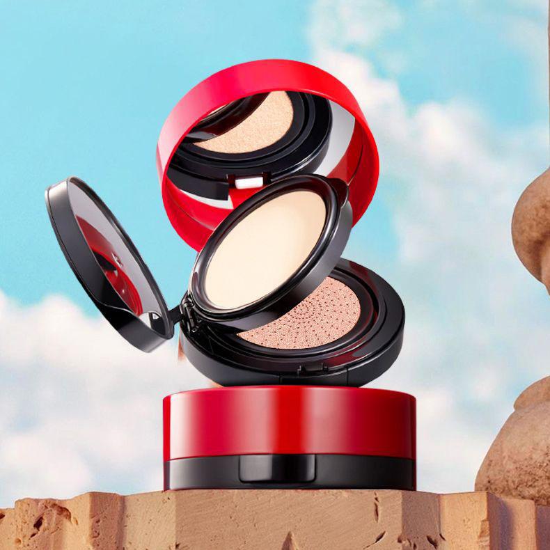 Double Layer Red Air Cushion Moisturizing Moisturizing Concealer Anti-sweat Lasting BB Cream Pressed Powder