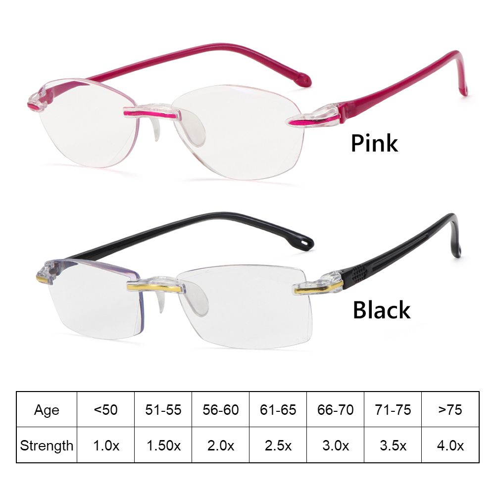 Readers Glasses Presbyopia Eyeglasses Rimless Reading Glasses Diamond Cutting Blue Light Blocking
