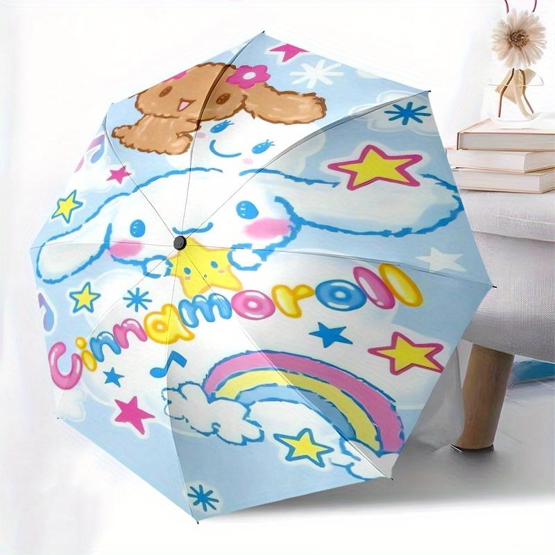 Cinnamoroll,Rainbow Automatic Folding Umbrella Simple 8 Rib Design, Bright Cartoon Pattern, Durable Iron Frame, Suitable For Travel, Outdoor