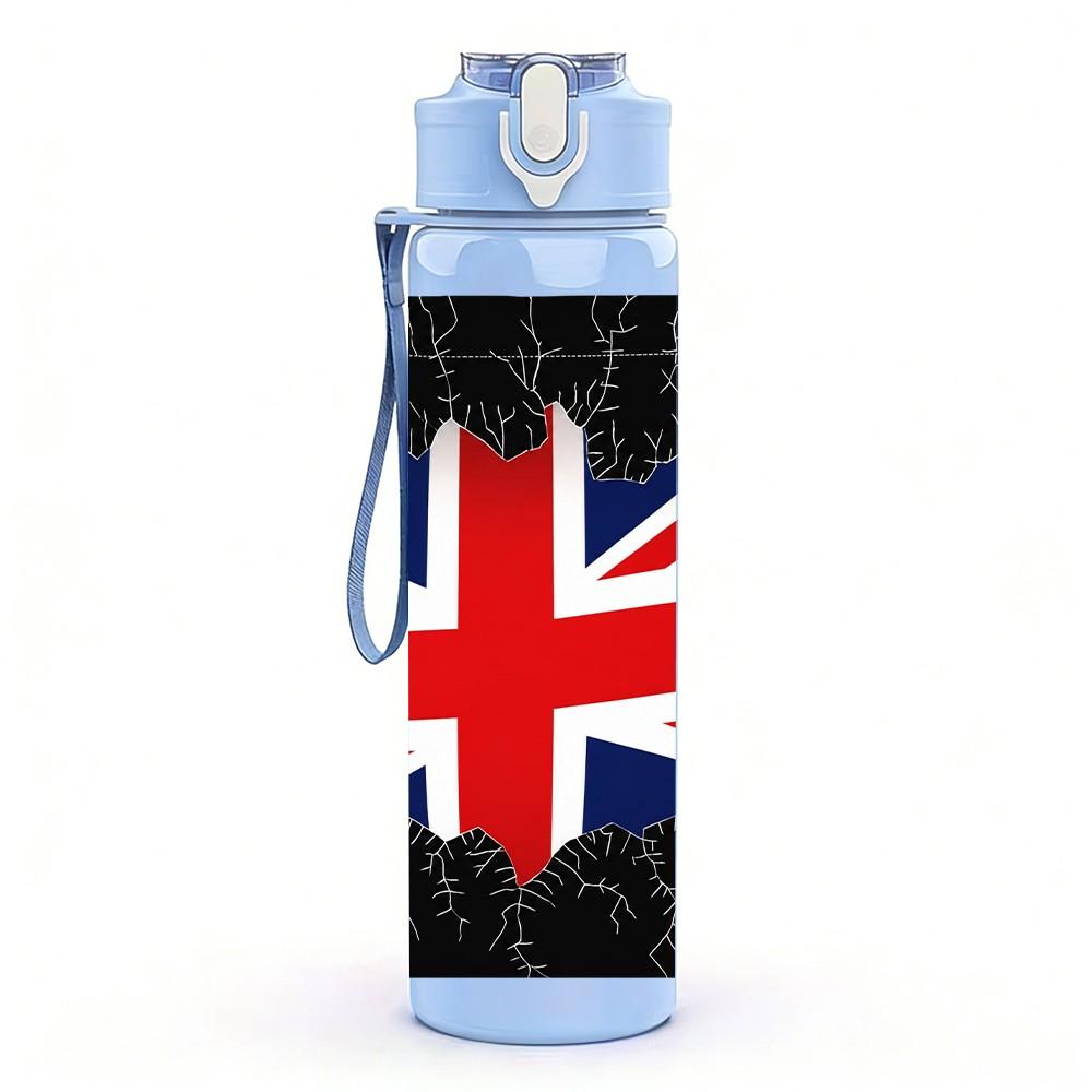 1PC United Kingdom Flag 750ml Color Plastic Sports Water Bottle Leakproof Flip Straw Lid Suitable for Sports Office Home Use