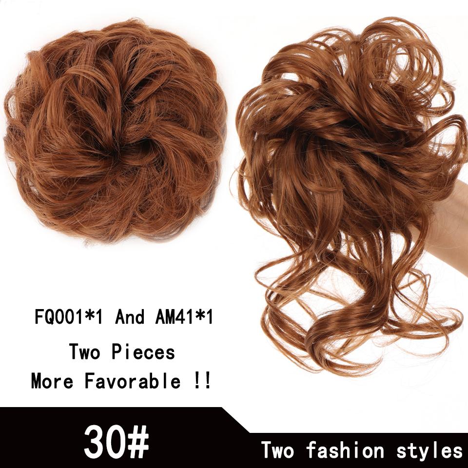 Short Messy Fluffy Chignon Donut Hair Bun Pad Elastic Hair Rope Rubber Band Synthetic Ponytail Hair Extension