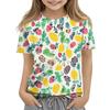Children's Fashion Casual Short Sleeve Plant Printed Round Neck T-Shirt Top