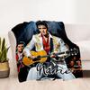 Elvis Presley Guitar Performance Personalized Name Blanket Cozy Customizable Blanket Warmthful Decor Perfect for Office Chair Chair Bed Couch