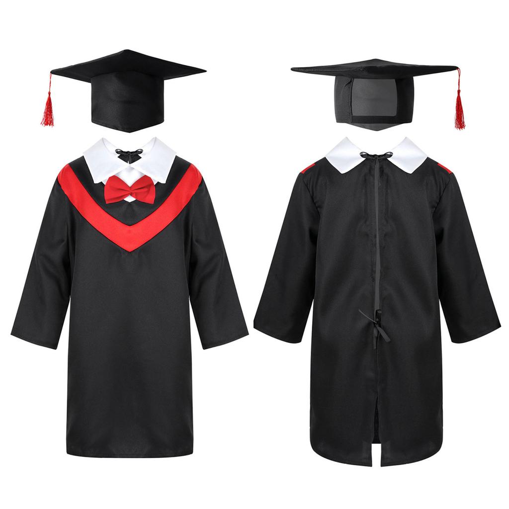 Детское выпускное платье для дошкольников и детского сада + комплект кепок с кисточками, детский костюм унисекс для выпускного вечера для девочек и мальчиков