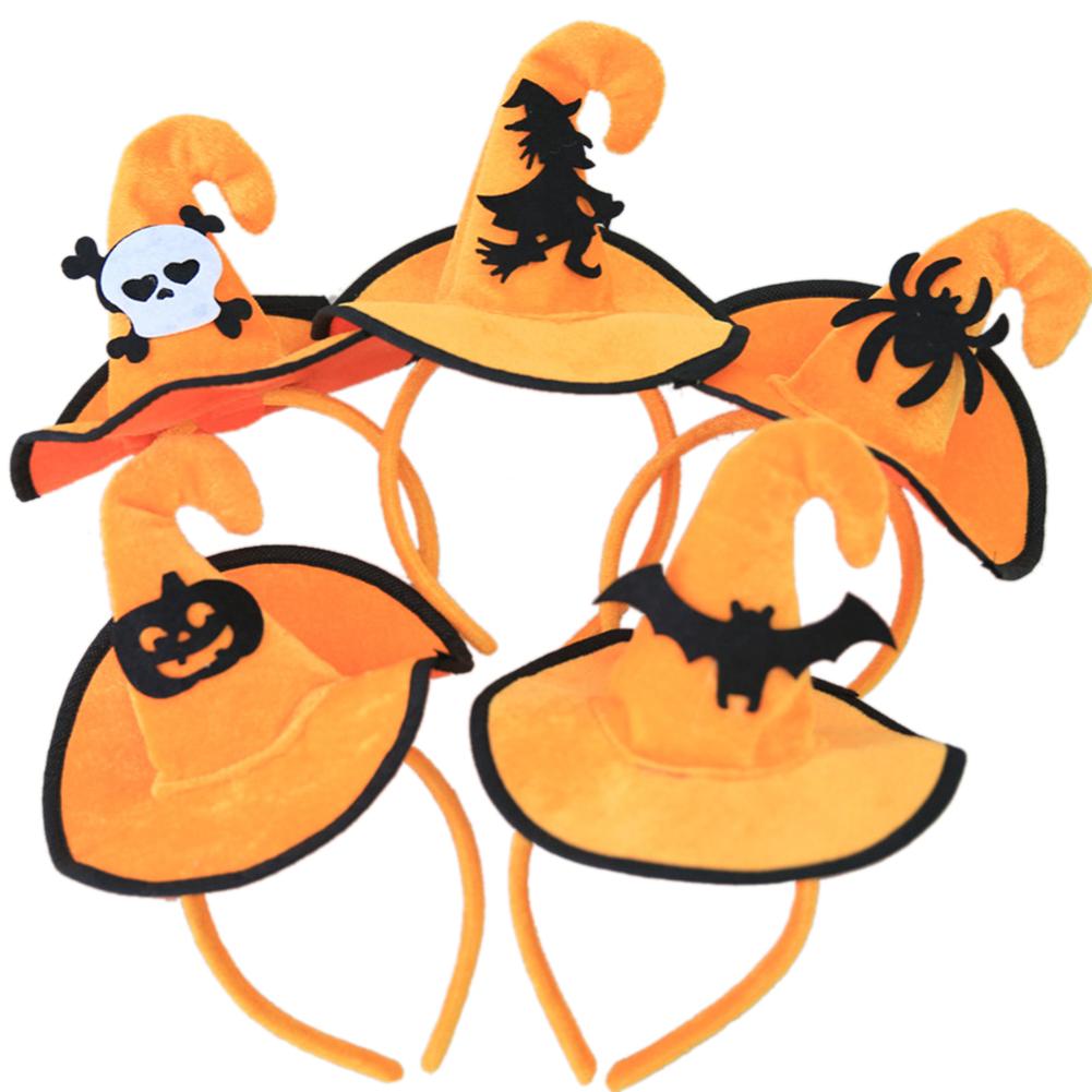 Kids Halloween Headband Decoration Cute Pumpkin Hat Shaped Hair Band Party Headwear Accessories