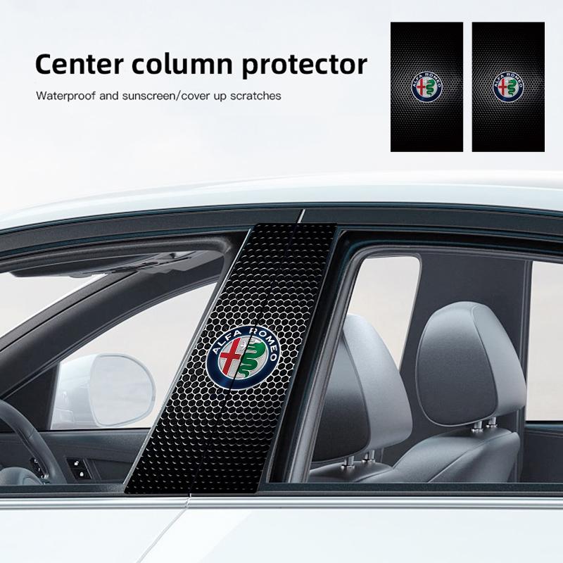 QCYZR1 2Pcs Car Center Pillar Stickers BC Column Protective Decals For Alfa Romeo Giulia Stelvio Giulietta 156 159 147 Mito Tonale Brer