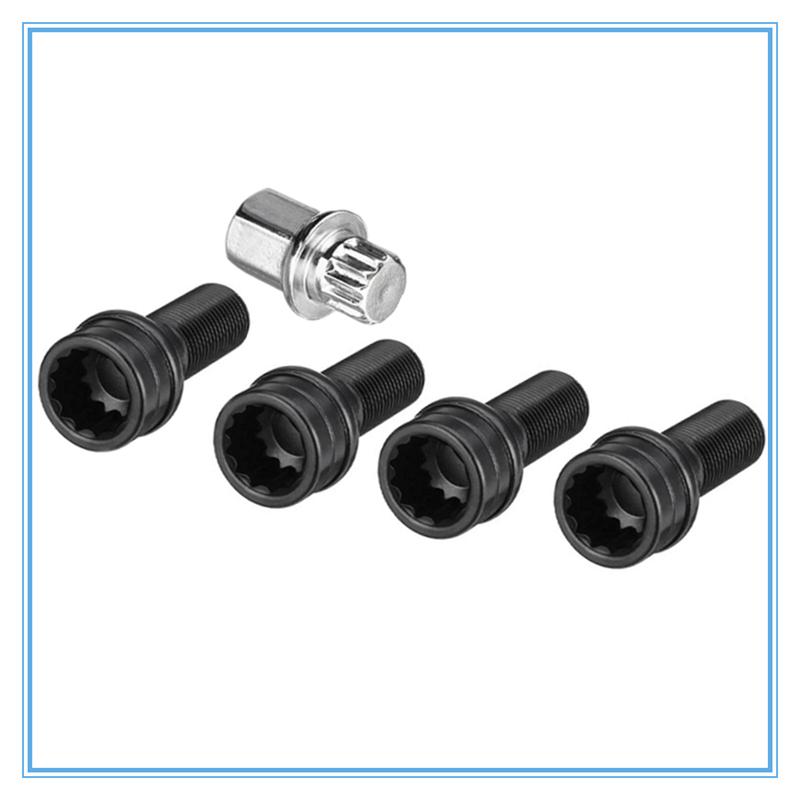 M14 x 1,25 4 болта + 1 ключ черные болты для фиксации колес гайка черная + ключ для BMW Mini R50 R52 R53 кабриолет (Р57) 2009 - 2016