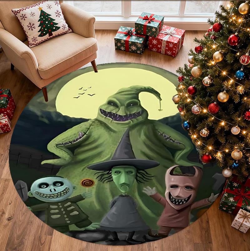 The Nightmare Before Christmas Pattern Round Rug, Indoor/Outdoor Mat, for Picnic, Gameroom, Bedroom, Office, Living Room, Home Decor Carpet, Birthday