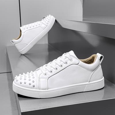 Модные мужские кроссовки Rivet Shoes Street White Low-cut Casual Sneakers Men Trendy Leather Outdoor Men's Skateboard Shoes tenis masculino
