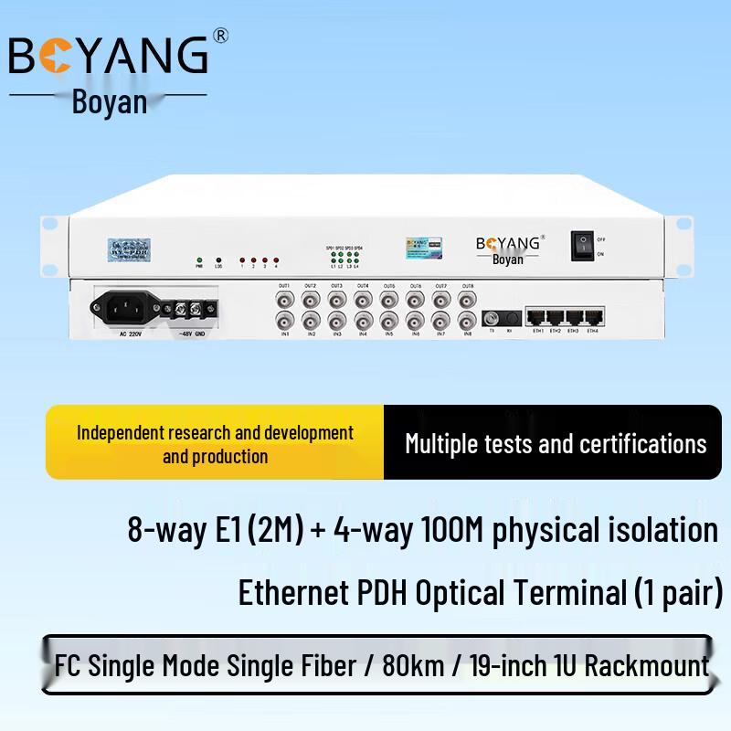BOYANG 8-Channel E1 Optical Multiplexer with 4-Port Ethernet