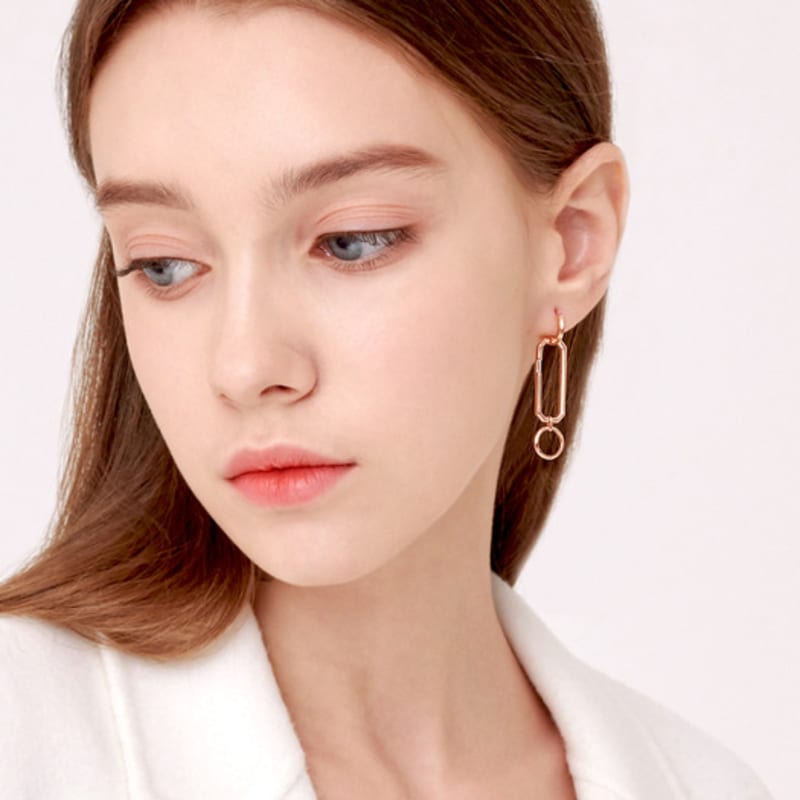 ELLE Jewelry 14K Round Square Earrings (Gold Pin) ELGPEE317