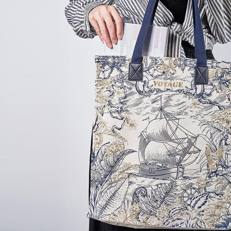 British Museum European Culture Nautical Embroidery Canvas Shoulder Bag