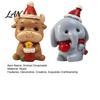 Cute Calf And Elephant Ornaments Resin Cow/Elephant Figurines with Santa Hats, Christmas Animal Ornaments, Small Statues for Windowsills Desktop