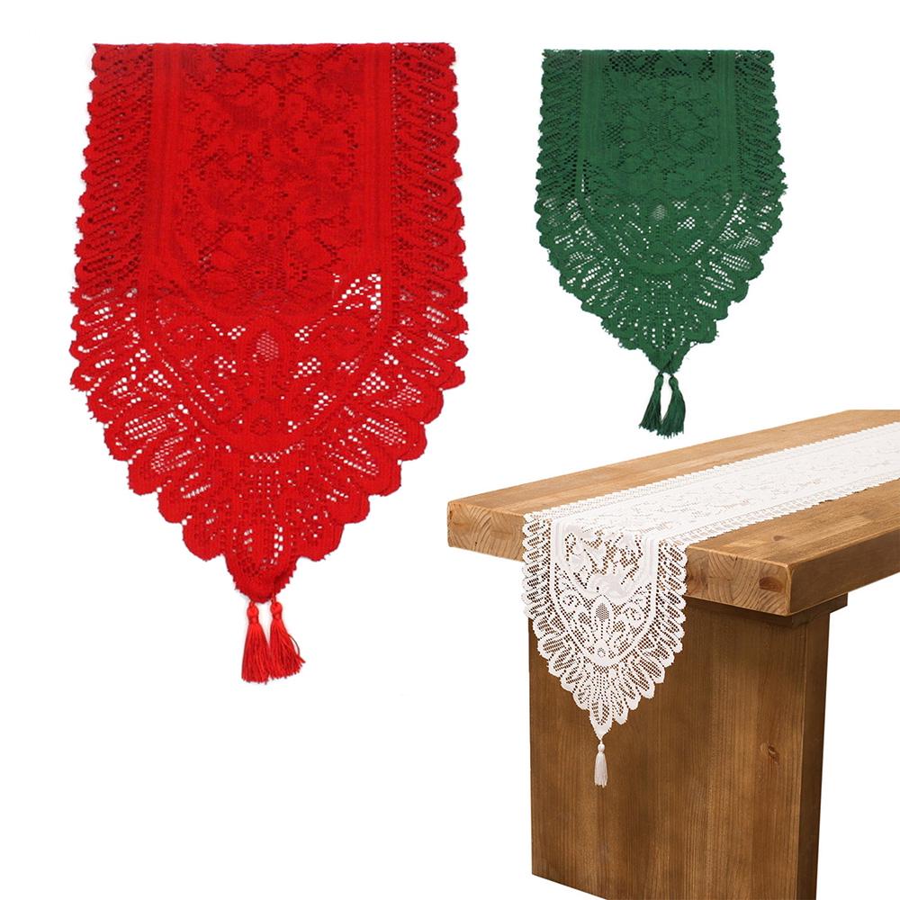 Christmas Long Table Runner Multi-size Lace Three-color Tablecloth Party Decoration Table Cover