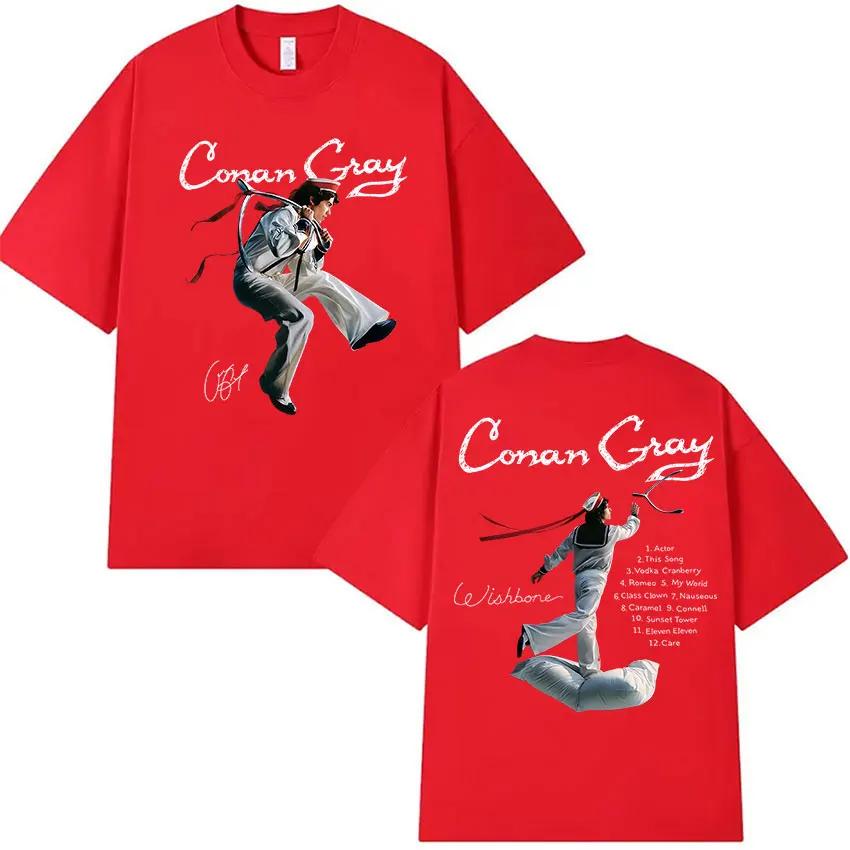 Мужская футболка Conan Gray Wishbone World Tour Винтажная Высококачественная Модная футболка Мужская Хлопковая футболка с коротким рукавом