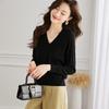 Women's V-Neck Fine Wool Knit Sweater