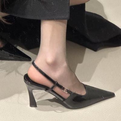 Весенние и летние новинки сексуальные лакированные туфли на высоком каблуке французский темперамент заостренная голова сумка голова мелкий рот тонкий каблук пустые одиночные туфли w