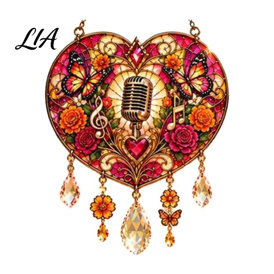 Waterproof Balcony Decoration Country Soul Memorial Suncatcher, Stained Glass Style Hanging Ornament, Crystal Sun Catcher Singer Themed Wind Chime for