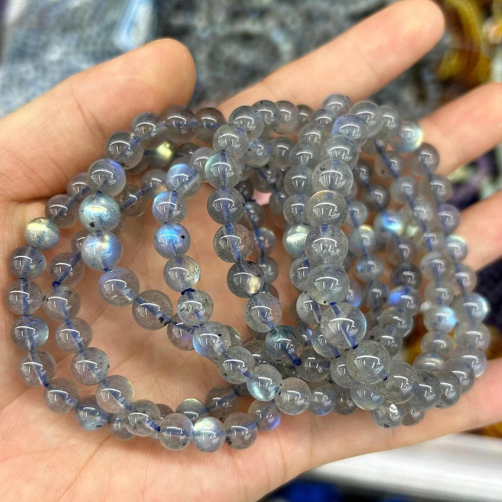 Браслет из синего лабрадорита для женщин, браслет из натуральных камней в подарок 6 мм 8 мм 10 мм 12 мм 7,5''