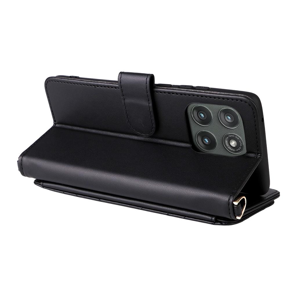 For Motorola Edge (2025) 5G/Edge (Gen 6) Case with Shoulder/Wrist Strap Leather Phone Cover Stand Wallet