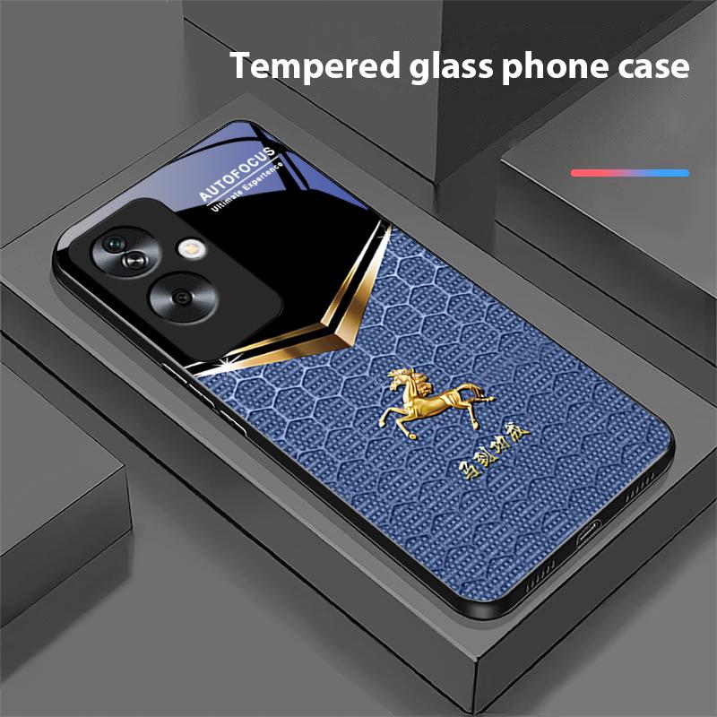 Сотовый Зеленый Конь Для Oppo A79 5G 58 78 74 60 4G Reno 11F Realme GT 6 11 Note 50 10 C55 X2 Закаленное Стекло Черный Чехол для Телефона