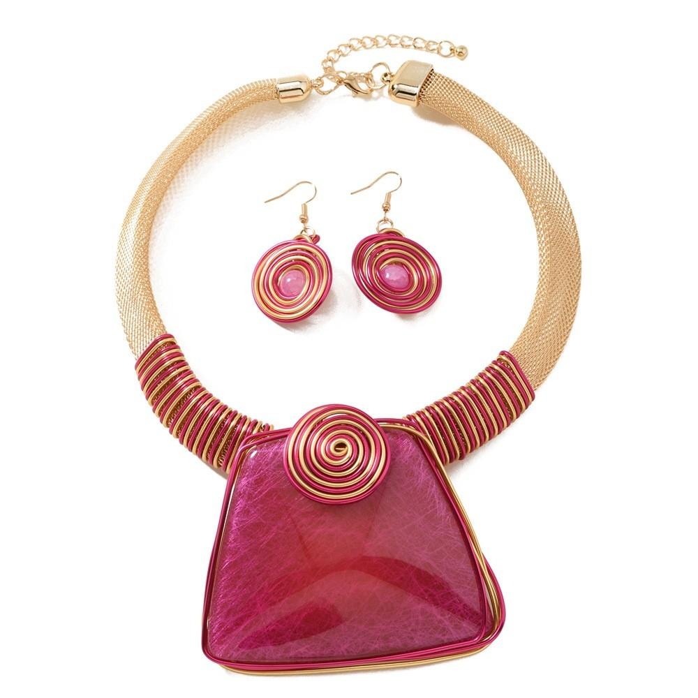 Resin Plastic And Jewelry Set With Large Gemstones And Elegant Water Chain For Fans Fashion