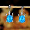 Personalized simple platinum blue and white green oval turtle earrings women's versatile earrings