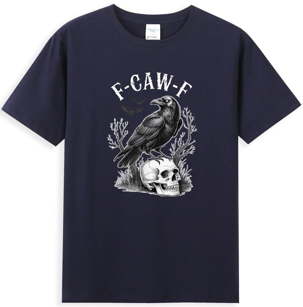 Halloween F Caw F Black Bird FCawF Crow With Skull Horror Graphic TShirt