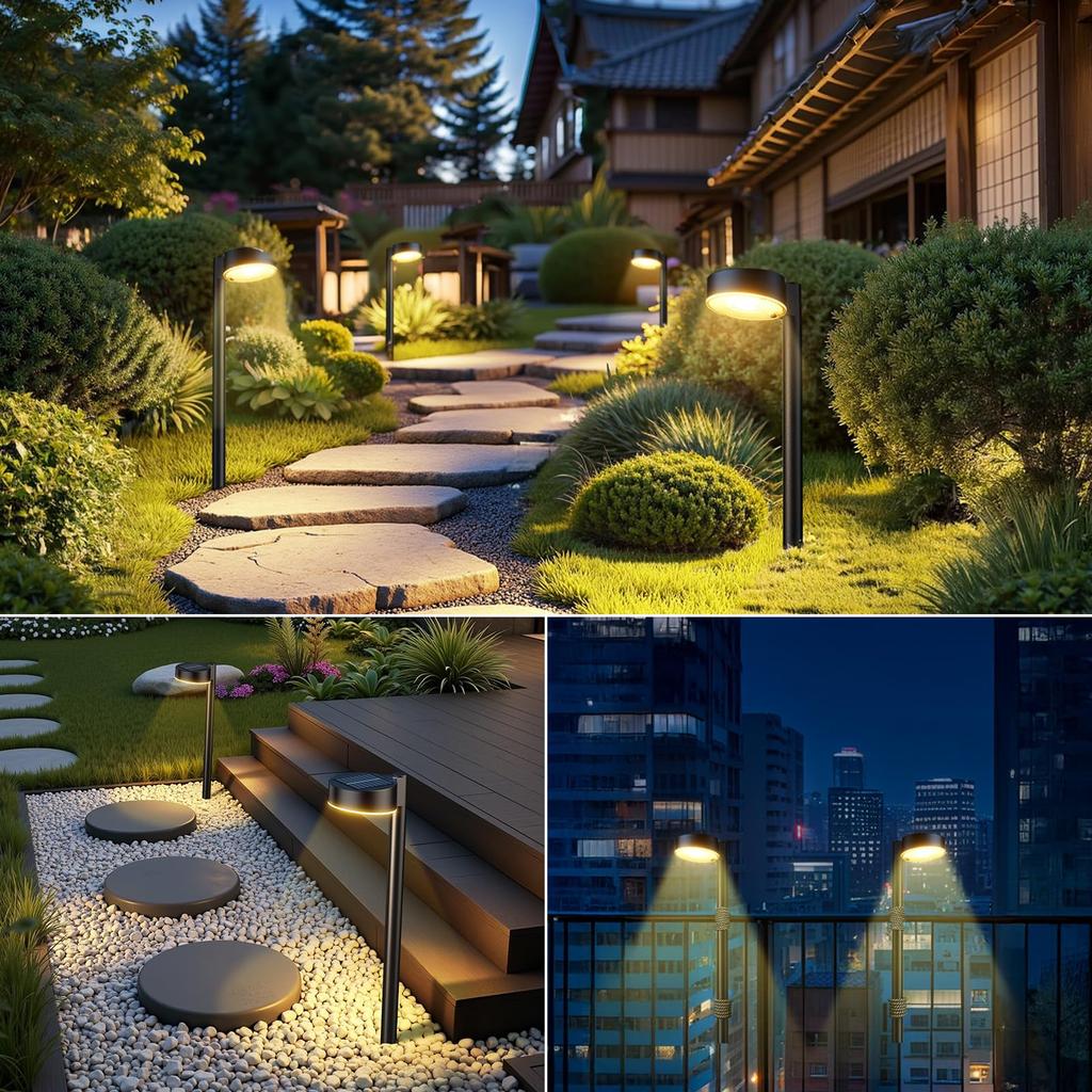 LETMY Outdoor Solar Garden IP65 Warm Automatic Perfect for Parking Flower and Stylish Gardening Pathway Solar Powered Set of 4 Lights, Waterproof,