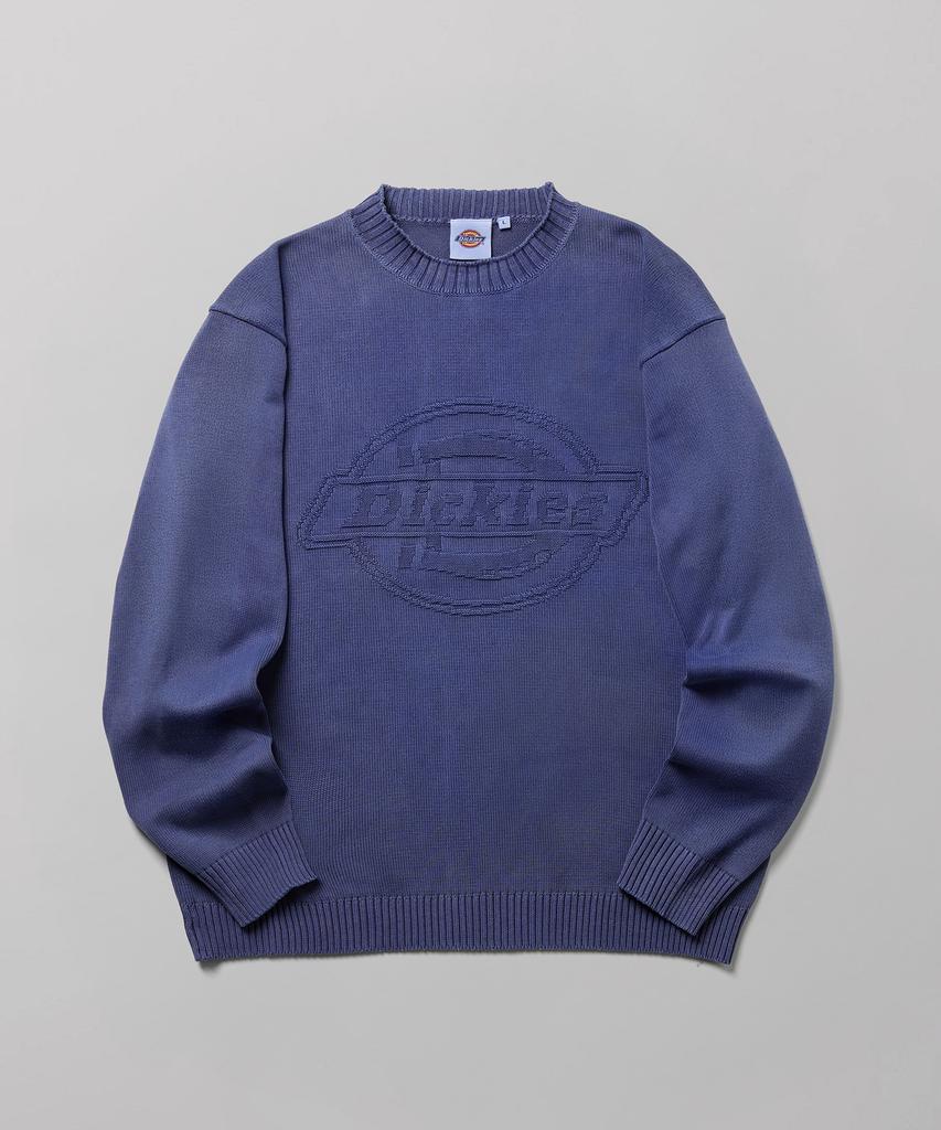 Dickies Стиранный вязаный свитер с тисненым логотипом, синий
