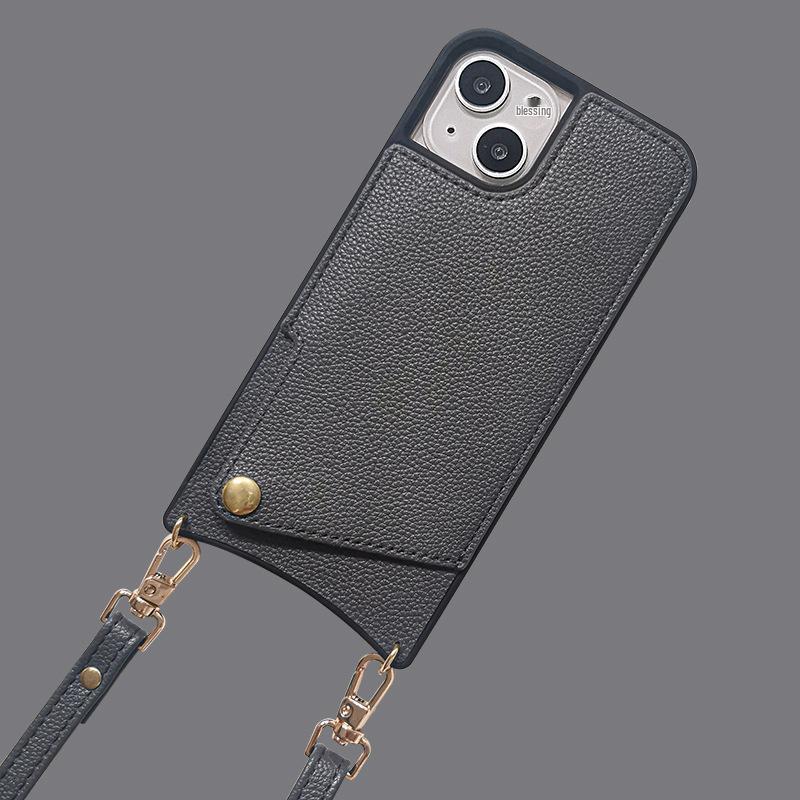 Чехол-чехол Crossbody Lanyard Leather Case для Apple 16 Pro Max — дизайн «рыбий хвост», защита от падений