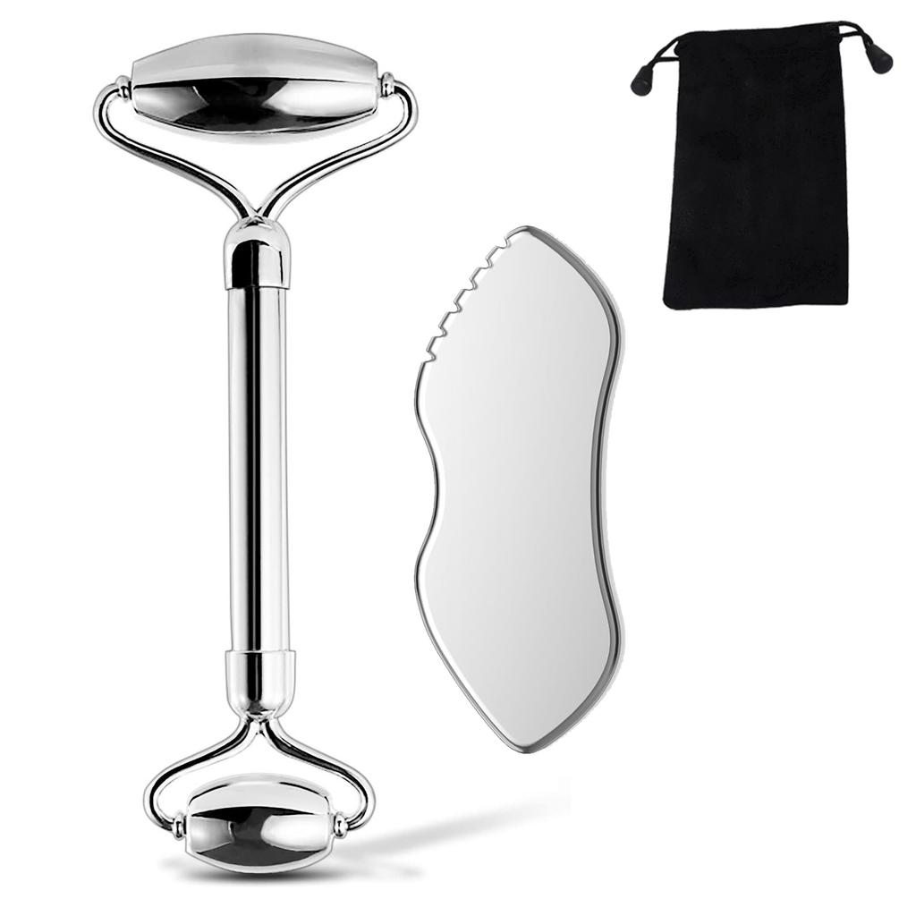 Набор из 1/2/3 шт. роликов для лица и массажных скребков Гуаша из нержавеющей стали, металлические инструменты для красоты для тела, лица, шеи и глаз