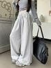 Женские повседневные брюки больших размеров с эластичной талией, свободные, с завязками на талии, широкие, утягивающие, прямые, длиной до пола, спортивные брюки